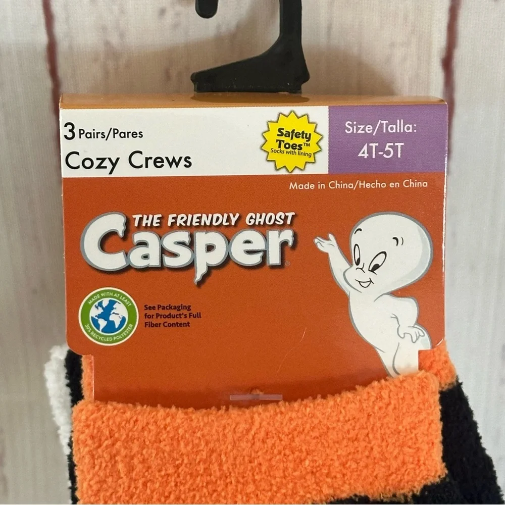 The Friendly ghost Casper 3 pair of cozy crews size 4T - 5T